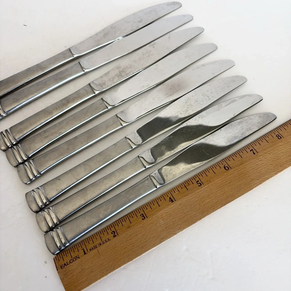 Set of 8 Cambridge Codie Sand Frost Stainless Butter Dinner‎ Knifes Flatware 8